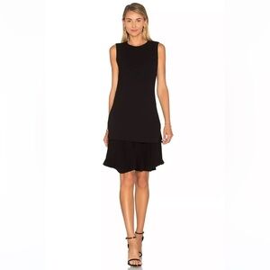THEORY Malkan P Winslow Pleated Crepe Skirt Layered Dress Black Size 4